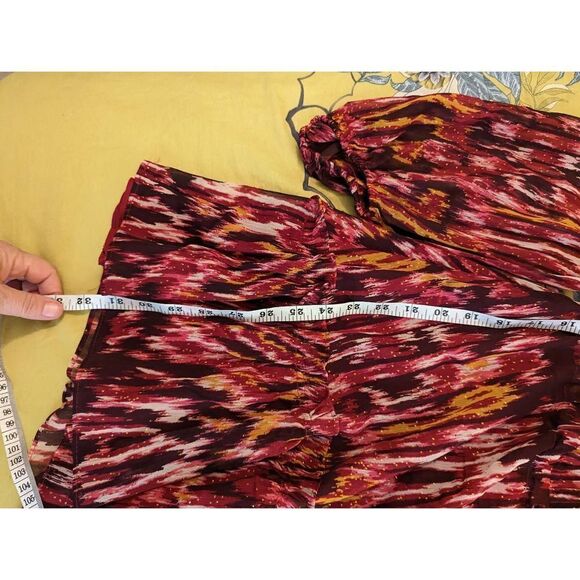 House of Harlow 1960 metallic thread red and orange long sleeve tie waist mini d - Picture 5 of 5